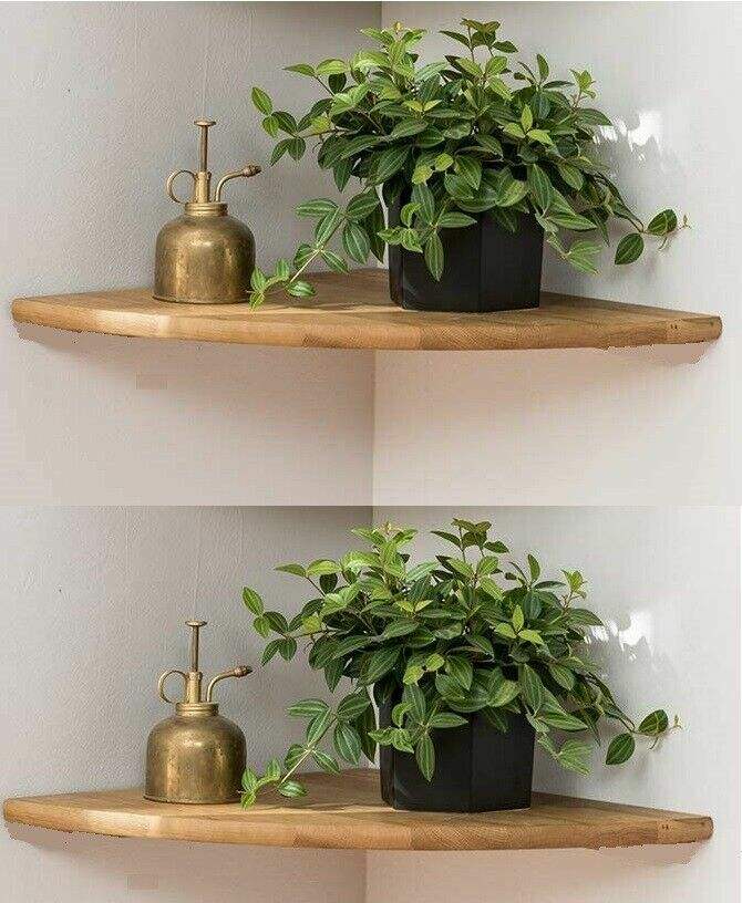 3 piece Wooden Floating Corner Shelf Shelves Wall Storage Display Shelf Unit Wall Mount