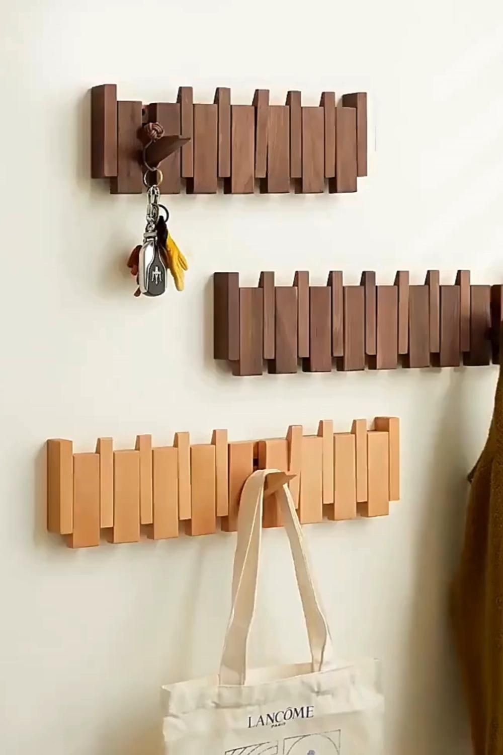 Wood Wall Coat Rack Clothes Organizer Piano Keys Clothes Dress Hanger Shelf Hat Backpack Dressing Rooms Storage Hanger Space
