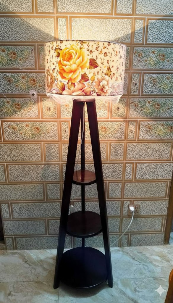 Wooden 3 Tier Floor Lamps For Living Room